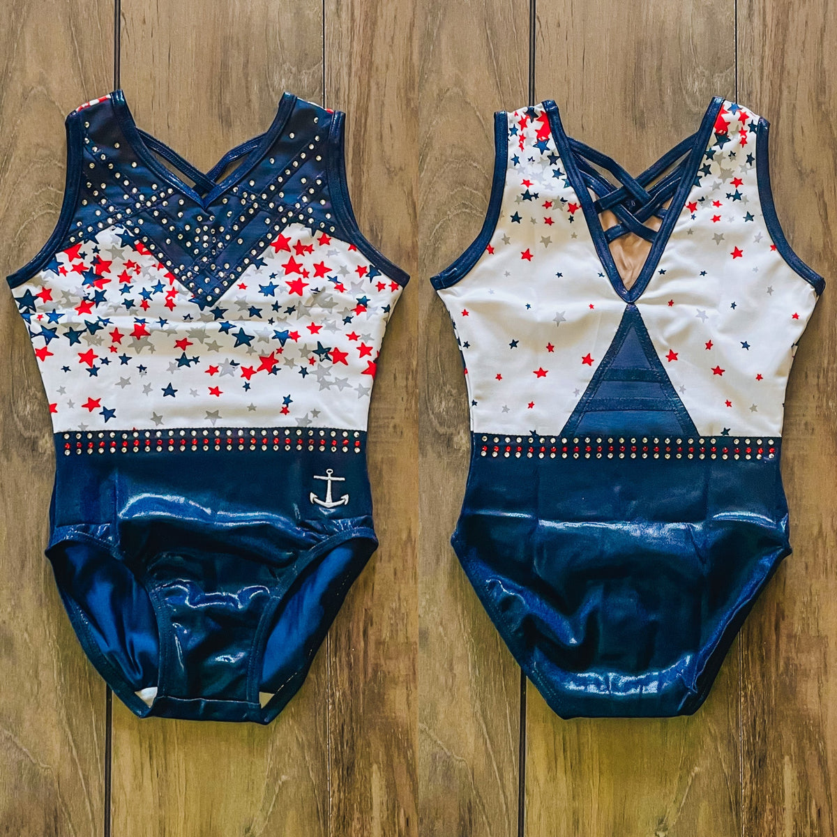 Old Glory RWB Stars Bling Leotard