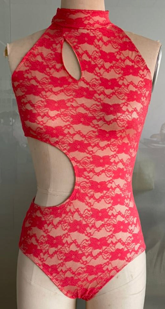 The Gala Watermelon Lace Leotard