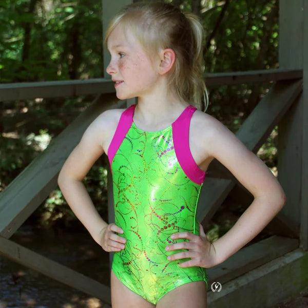 Eurotard Girls & Womens Metallic Splatter Gymnastics Racerback Leotard