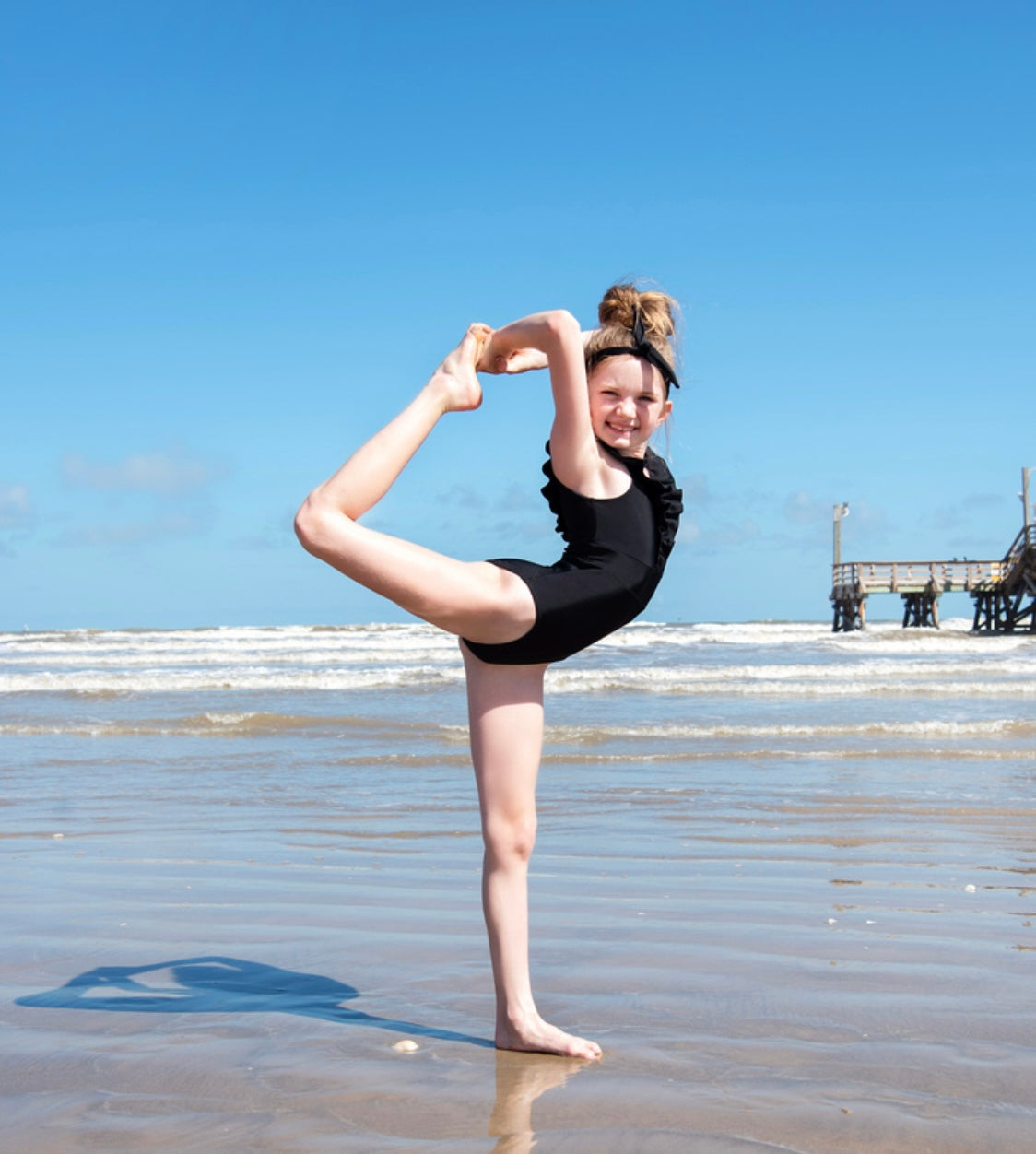 Summer Belles Ruffle Black Leotard