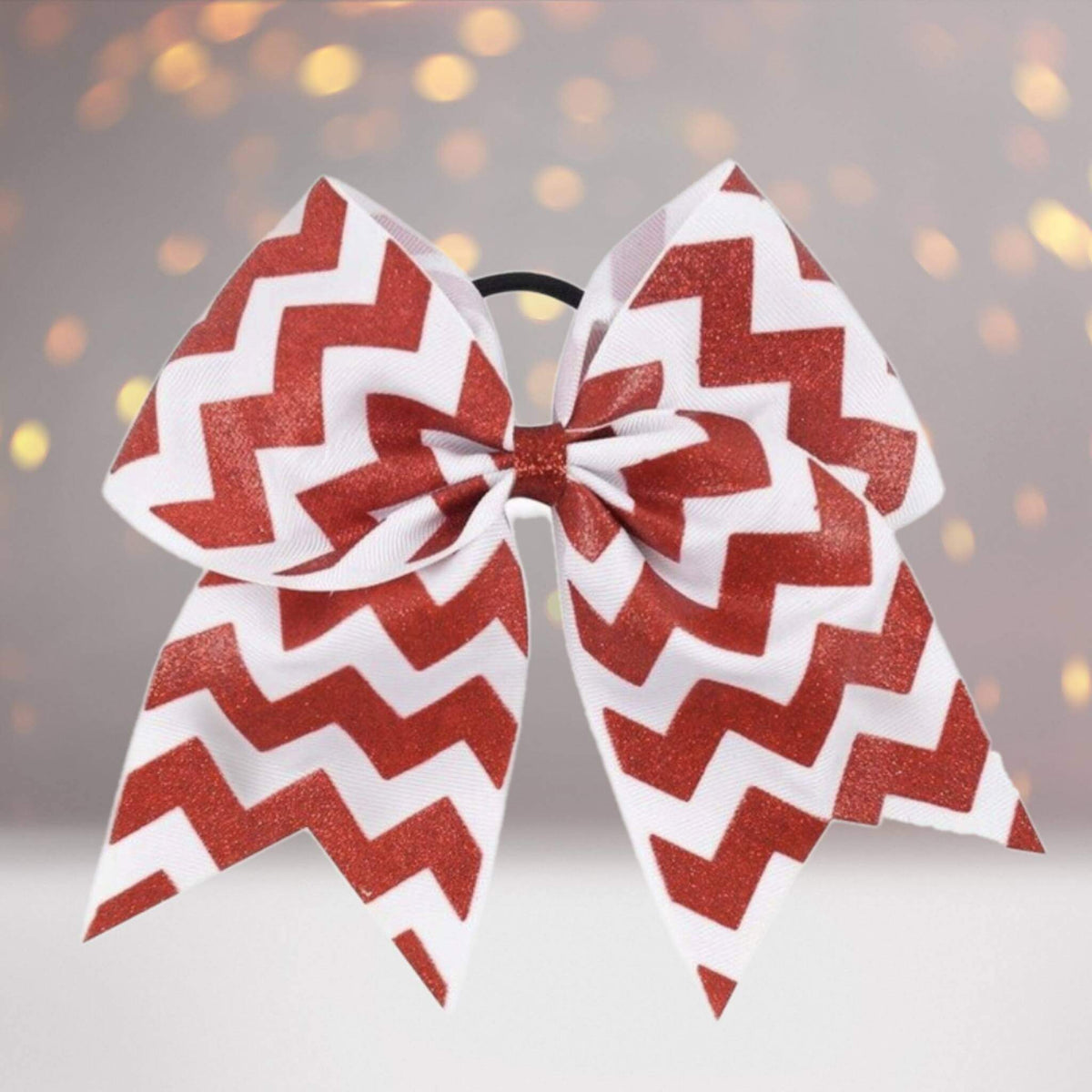 6.5  Glitter Chevron Gross Grain Christmas Cheer Bow