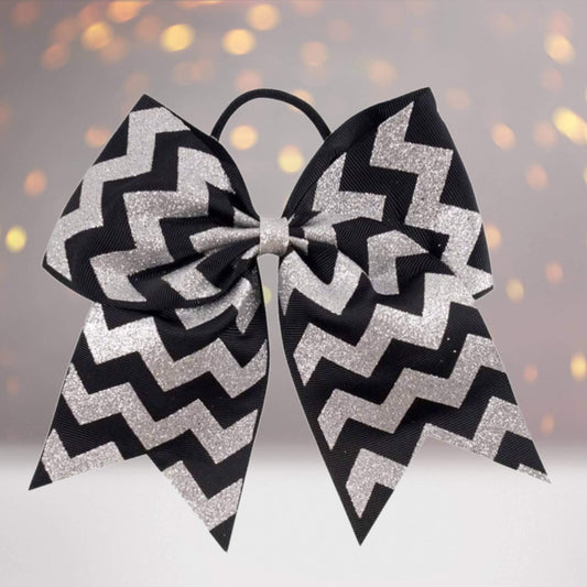 6.5  Glitter Chevron Gross Grain Christmas Cheer Bow