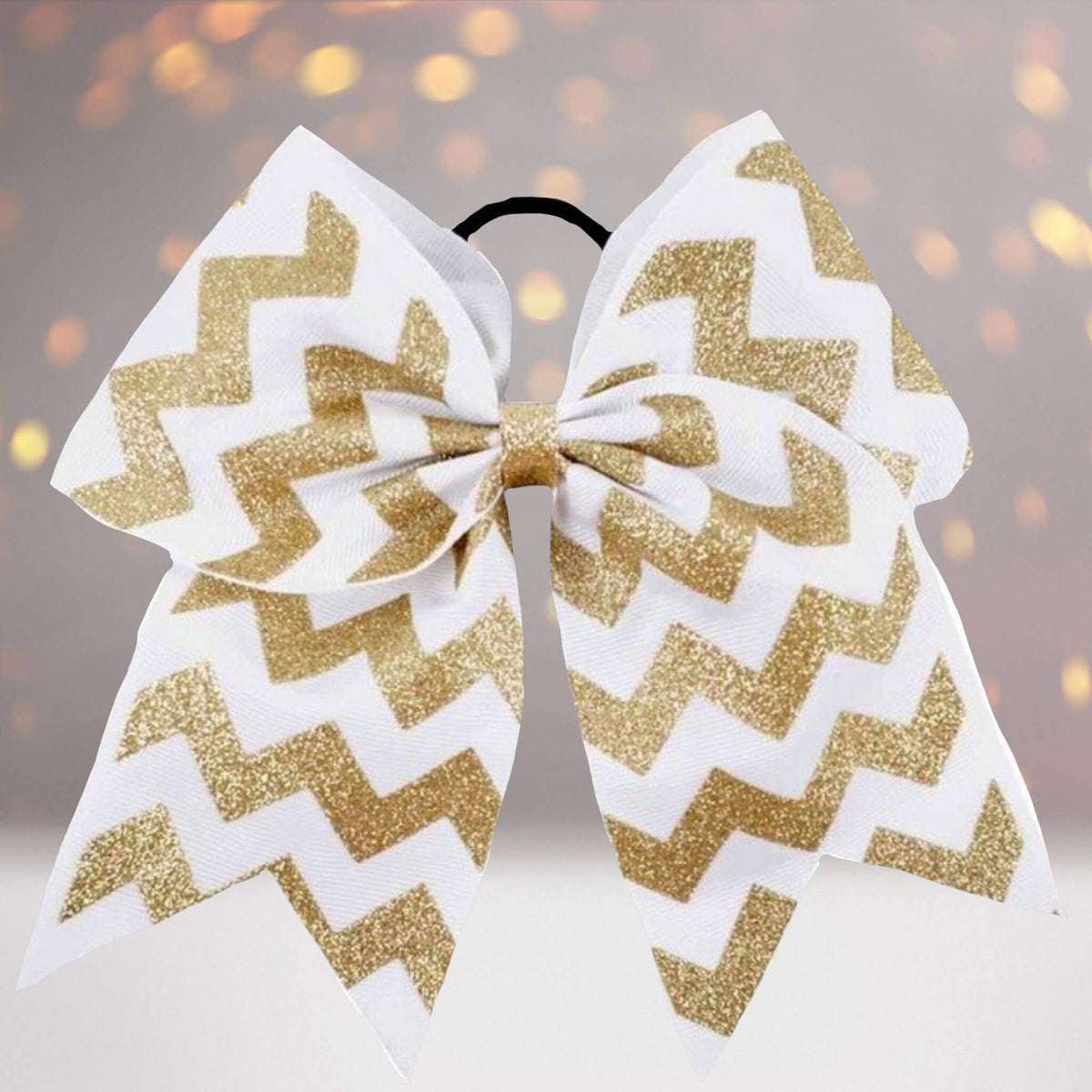6.5  Glitter Chevron Gross Grain Christmas Cheer Bow