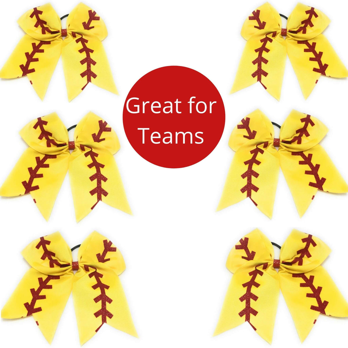 7 inch Glittery Softball Baseball Cheer Bow Large for Girls