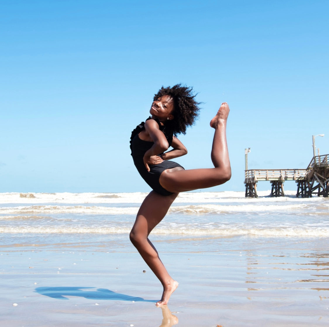 Summer Belles Ruffle Black Leotard