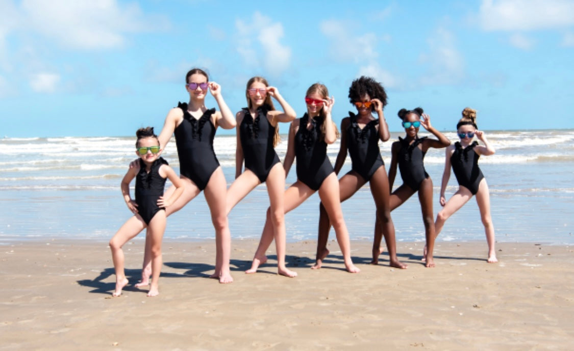 Summer Belles Ruffle Black Leotard