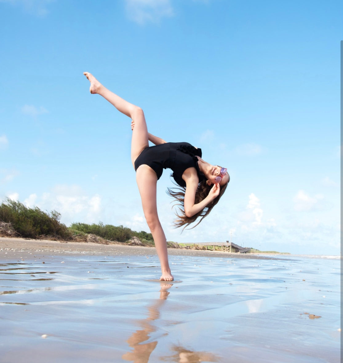 Summer Belles Ruffle Black Leotard