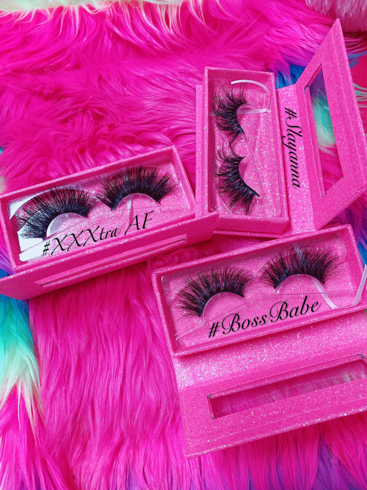 #SLAYANNA 5D DreamDoll-LUXE Lash *PINK GLITTER* Glam MAGNET Case
