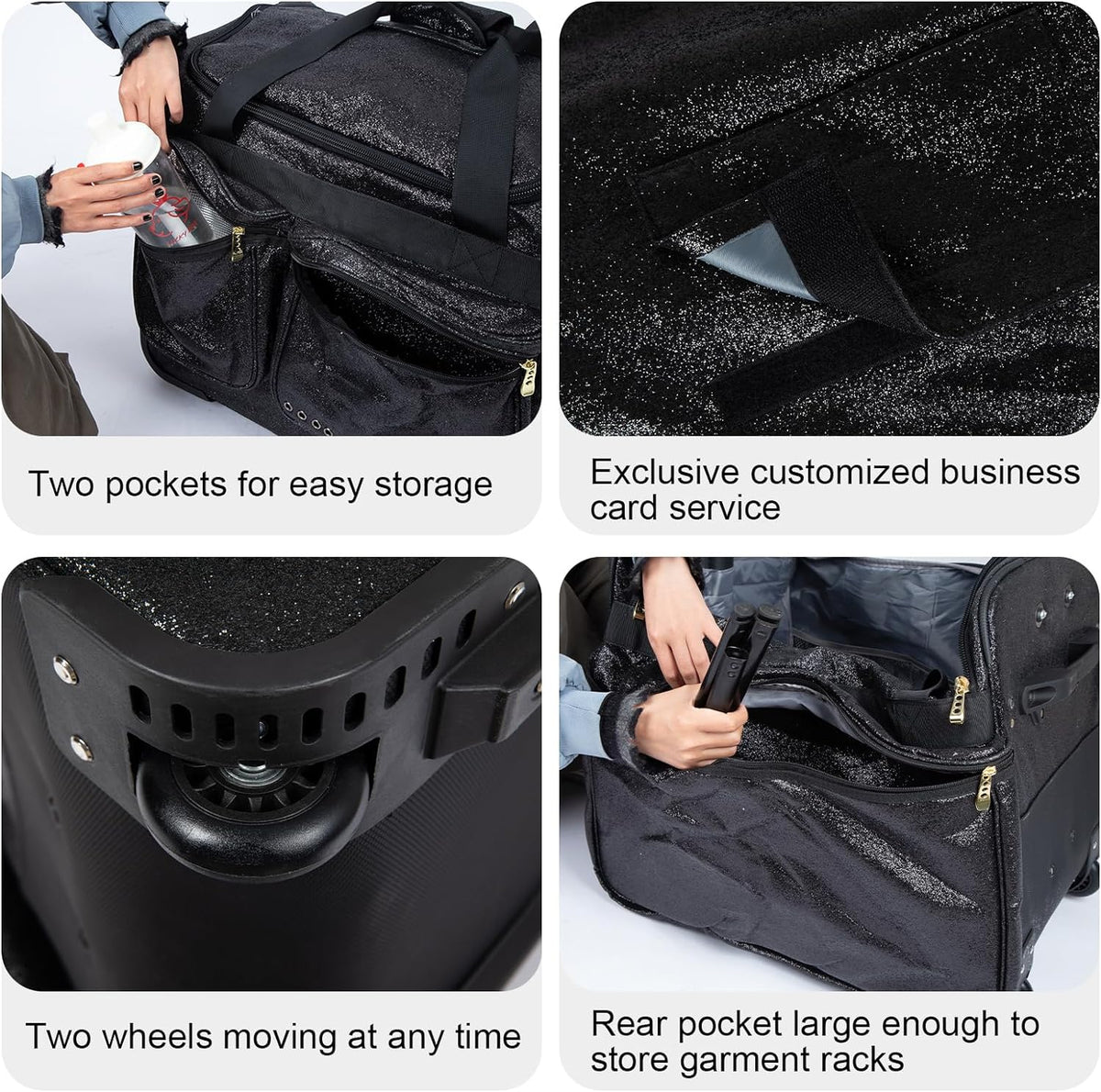 [Premium Glitter Fabrics] "EZRack" 20-inch Dance Duffel with Garment Rack