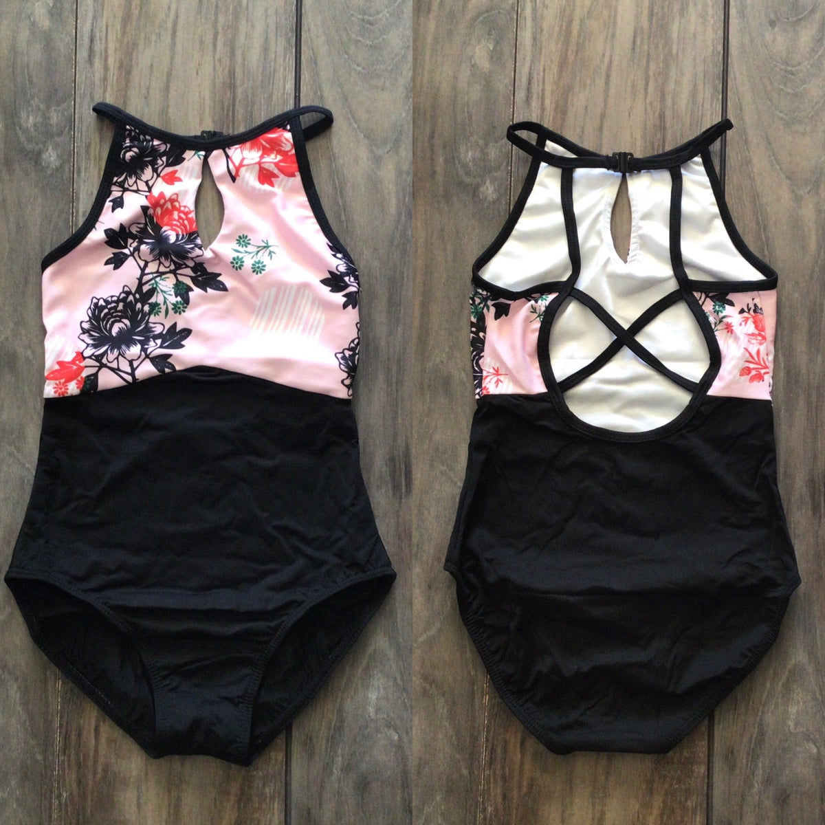 Elegant Petal Pink Floral Leotard