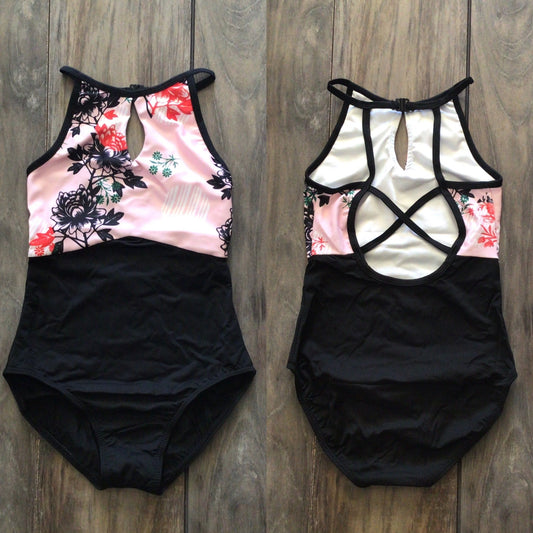 Elegant Petal Pink Floral Leotard