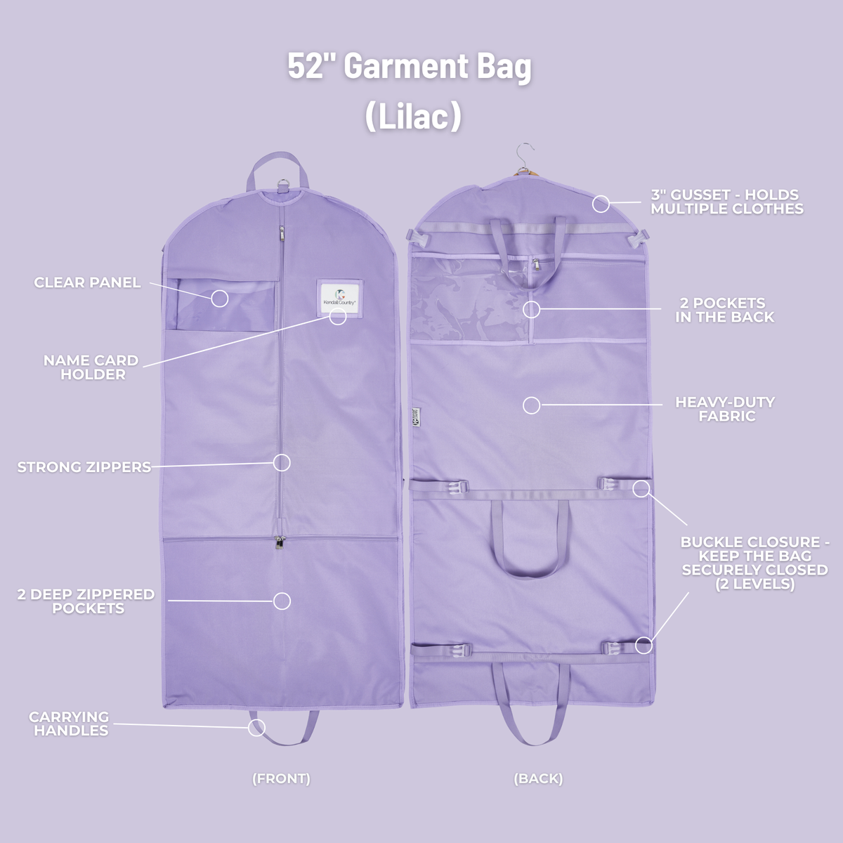 52" Waterproof Garment Bag - Lilac Purple