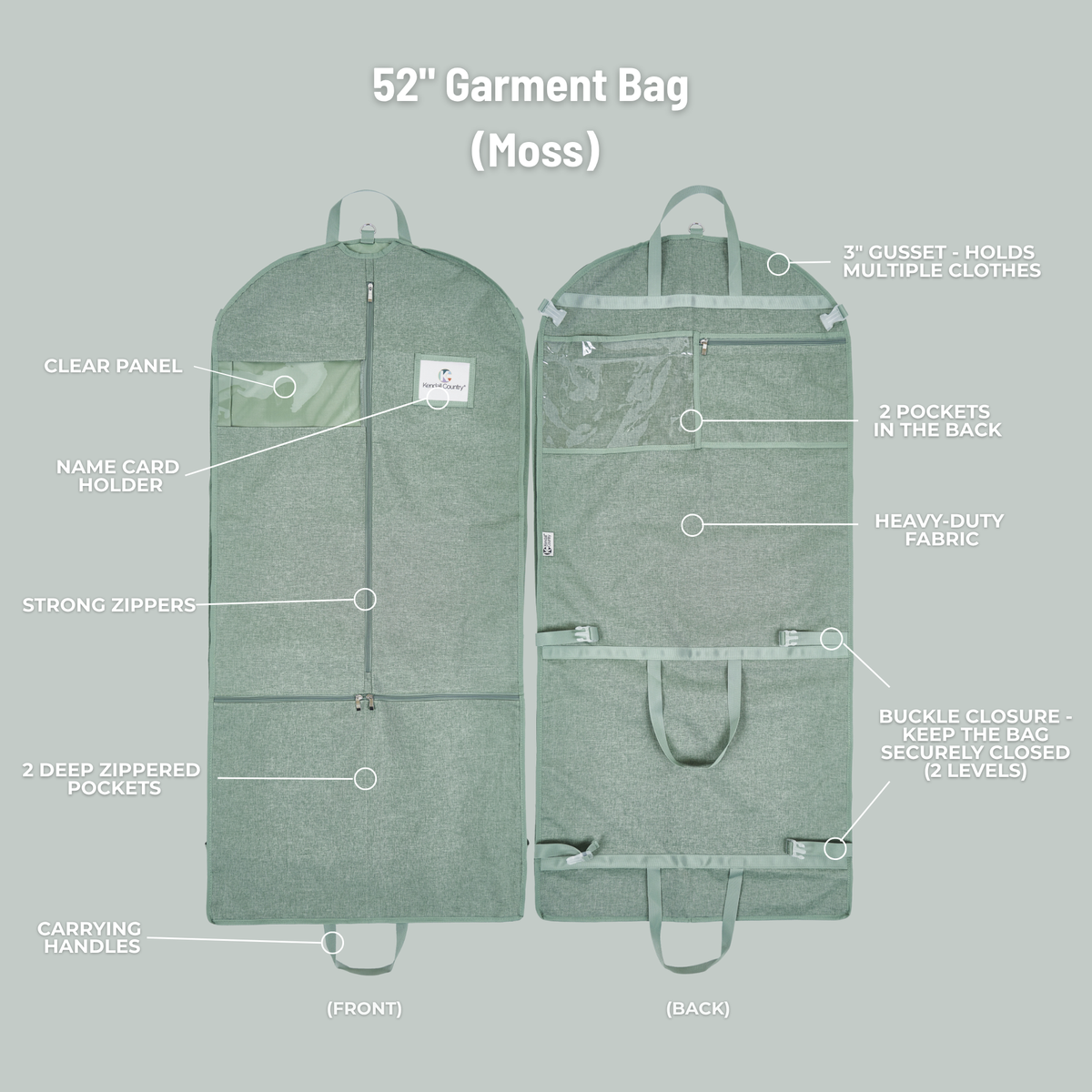 52" Waterproof Garment Bag - Moss Green