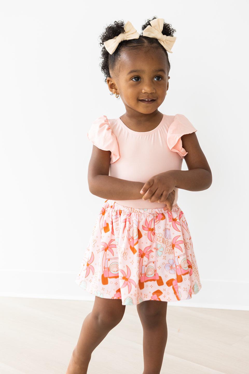 SALE Peach S/S Flutter Sleeve Leotard