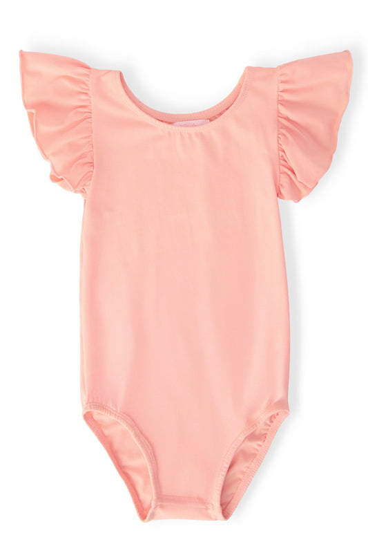 SALE Peach S/S Flutter Sleeve Leotard