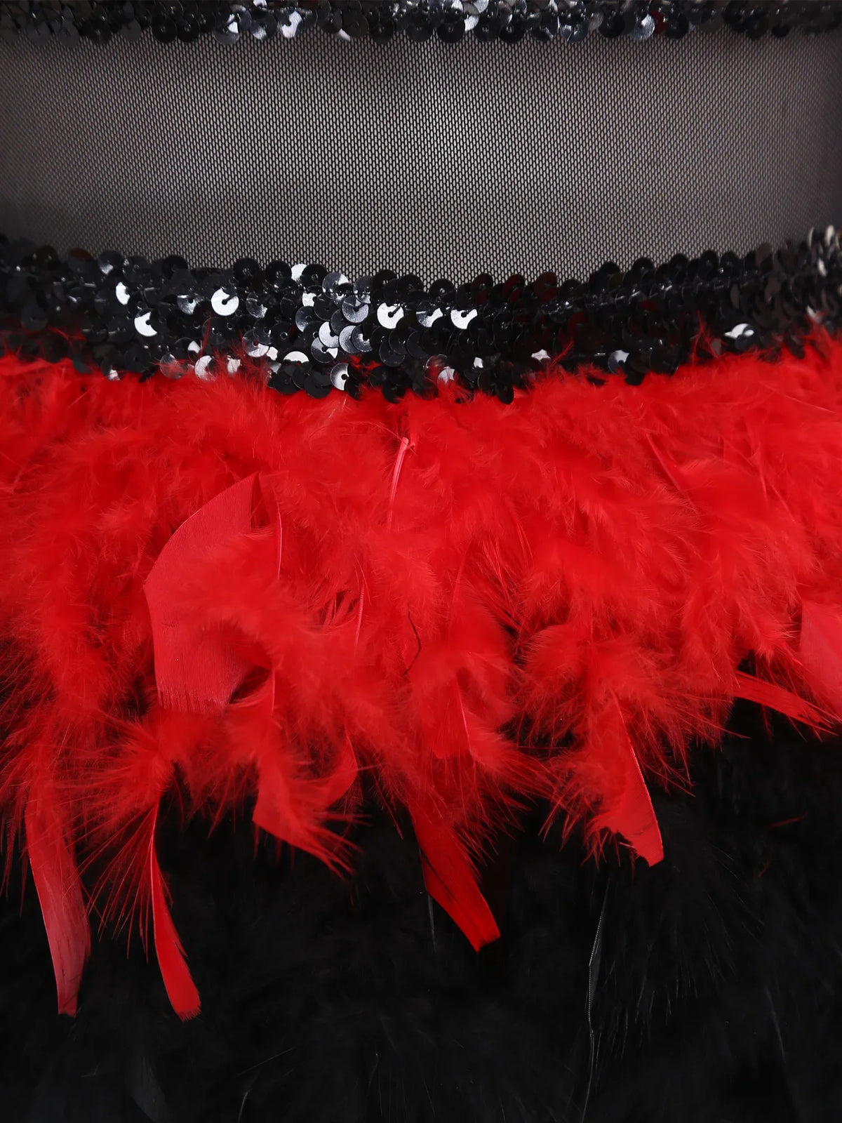 Women's Shiny Sequin Sheer Mesh Feather Latin Jazz Dance Bodysuit