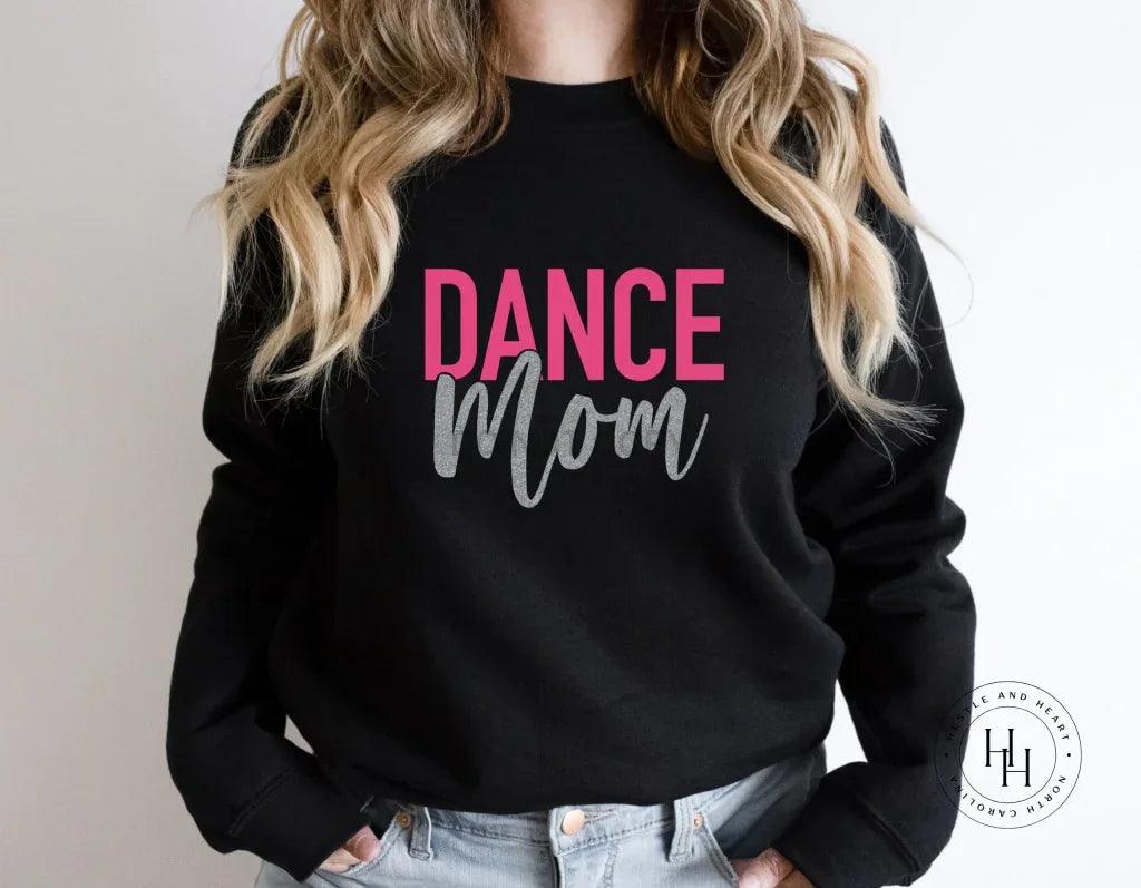 Dance Mom Hot Pink and Silver Faux Glitter Graphic Tee