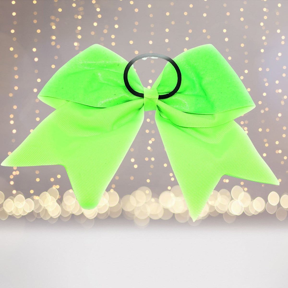 Girls 7 inch Stiff Glitter Cheer Hair Bow Ponytail Holder