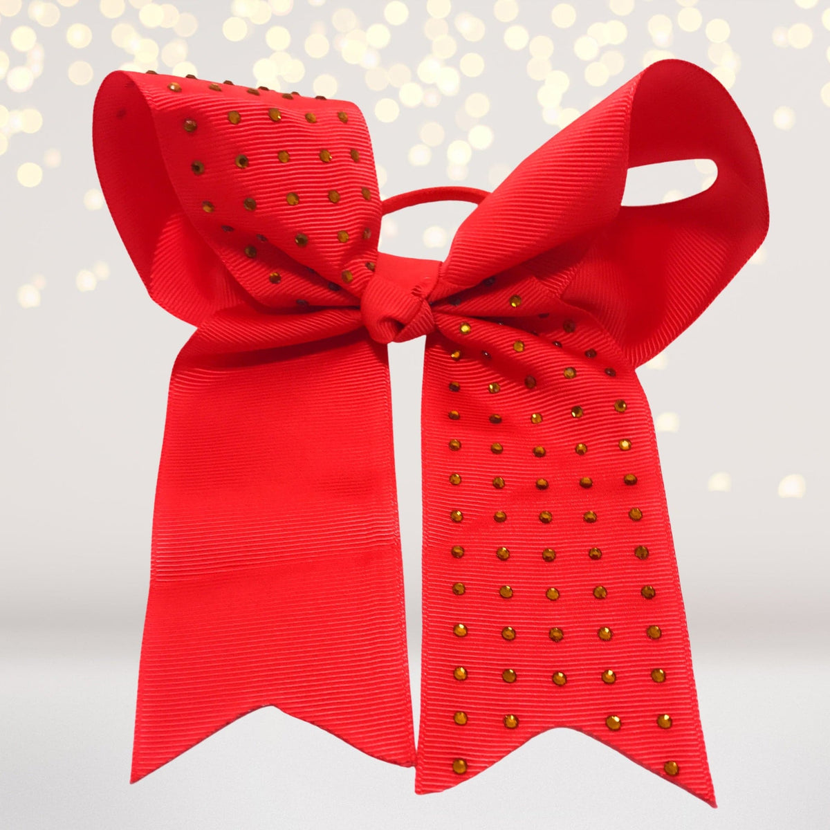 Girls Rhinestone Cheer Bow Ponytail, Bling Cheerleader Hair Elastic