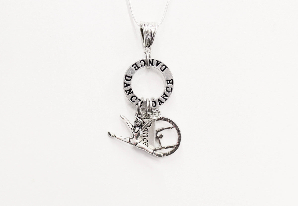 Dance Pendant on Silver Chain, I Love Dance, Dancer Mom, Dancer Gift, Gift For Her, Dance Necklace, Dance Jewelry Gift for Mom