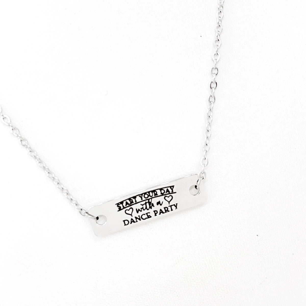 Start Your Day With A Dance Party Connector Charm Necklace, Love Gift, Affirmation Jewelry, Daughter, Wife, Friend, Enjoy Life, College