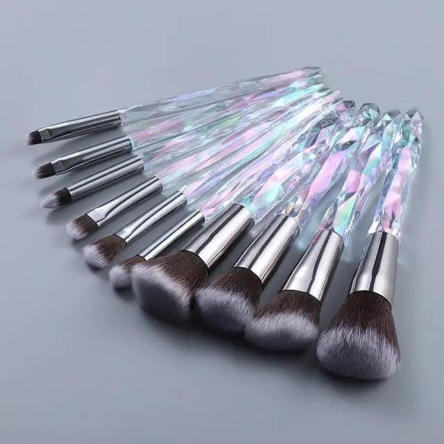 Luxury Cosmic Color New Luxury Crystal Makeup Brushes Powder Foundation Eyeshadow Eyebrow Cosmetics for Face Fan Make Up Brush Set