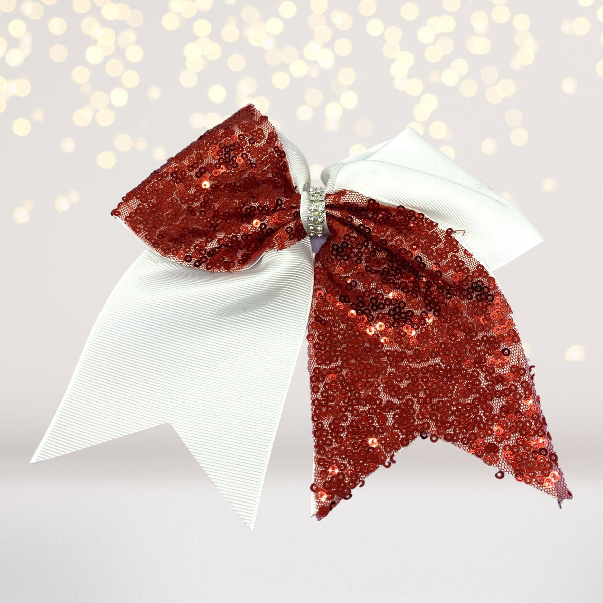 Sequin and White Cheer Hair Bow, Sequin Cheerleader Ponytail