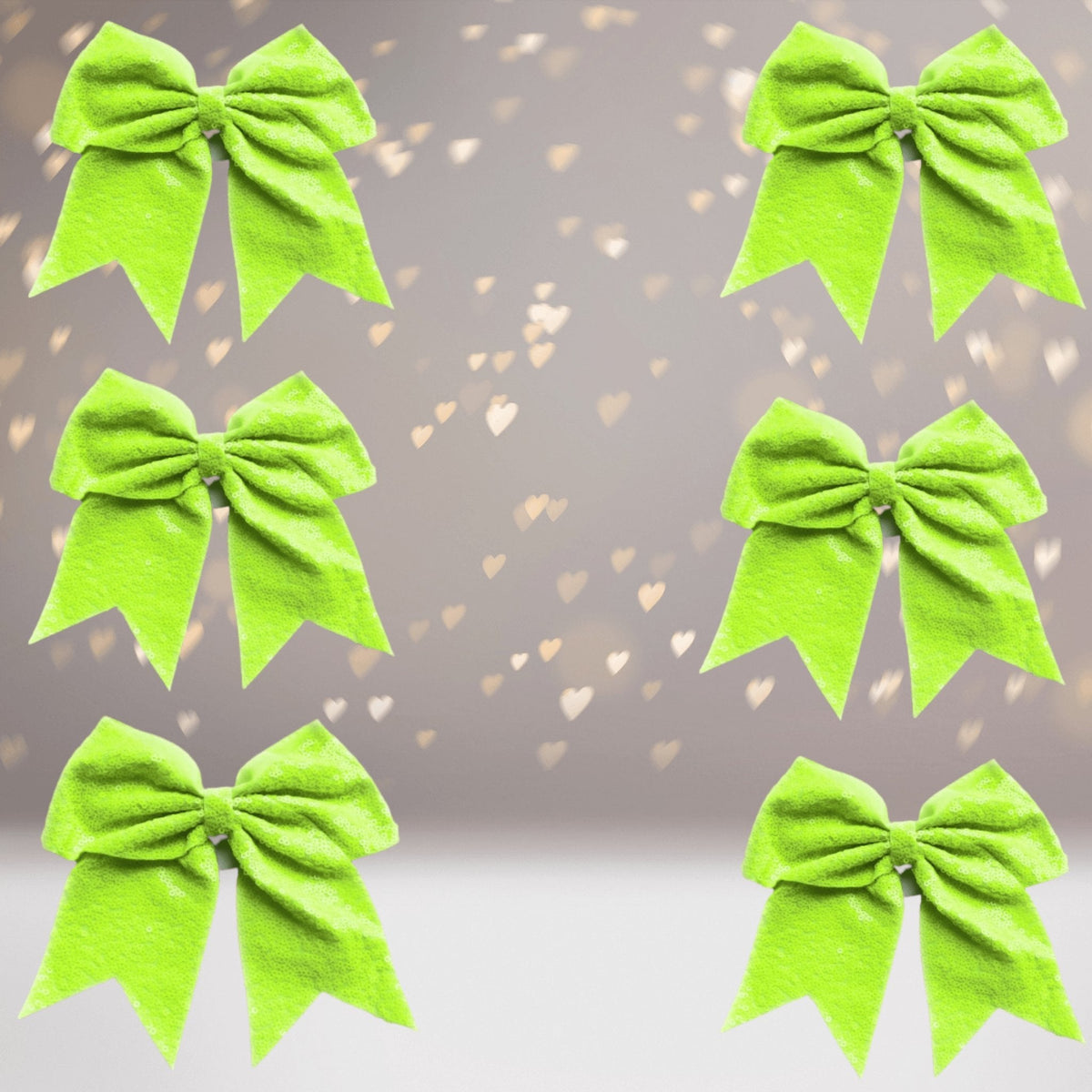 Sequin Cheer Bow Bundle, Girls Sequin Cheerleader Bow Pony Bundle 6 pack