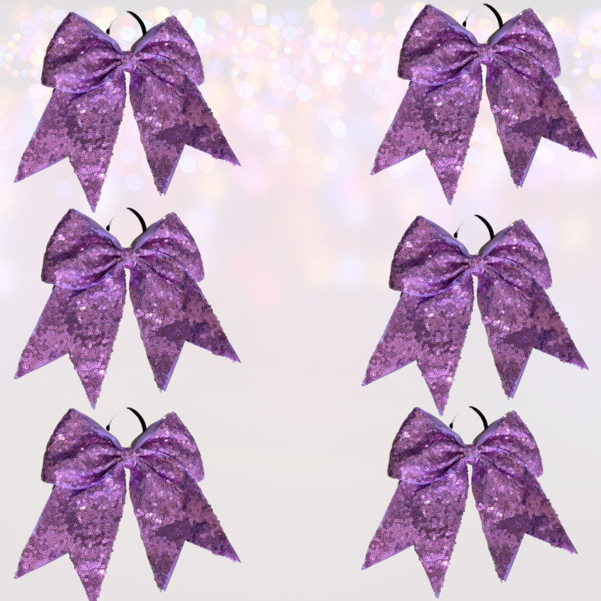 Sequin Cheer Bow Bundle, Girls Sequin Cheerleader Bow Pony Bundle 6 pack