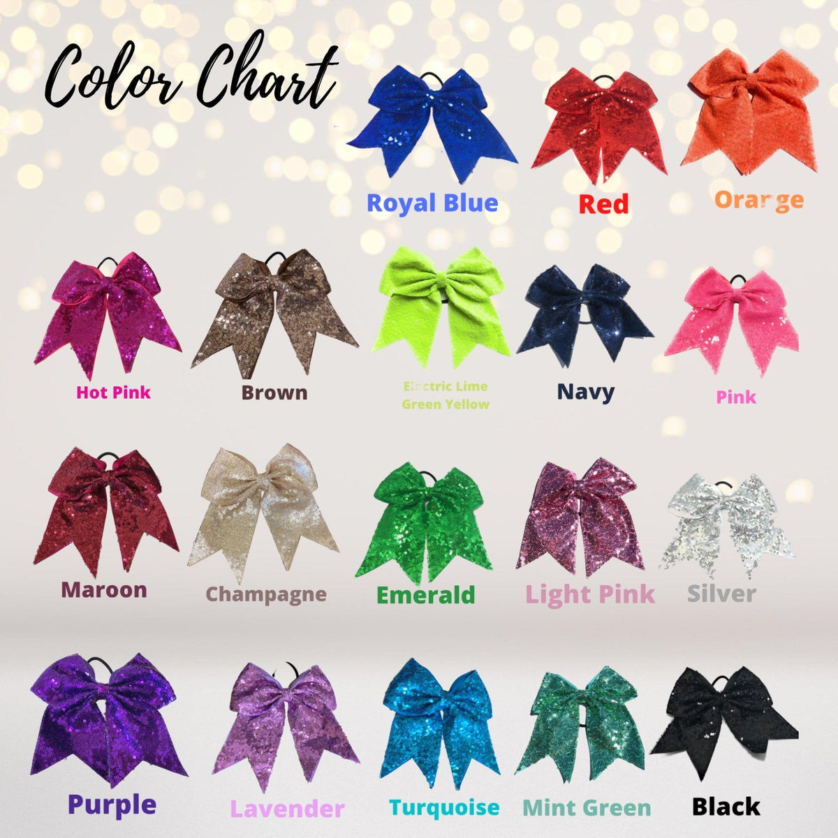Sequin Cheer Bow Bundle, Girls Sequin Cheerleader Bow Pony Bundle 6 pack
