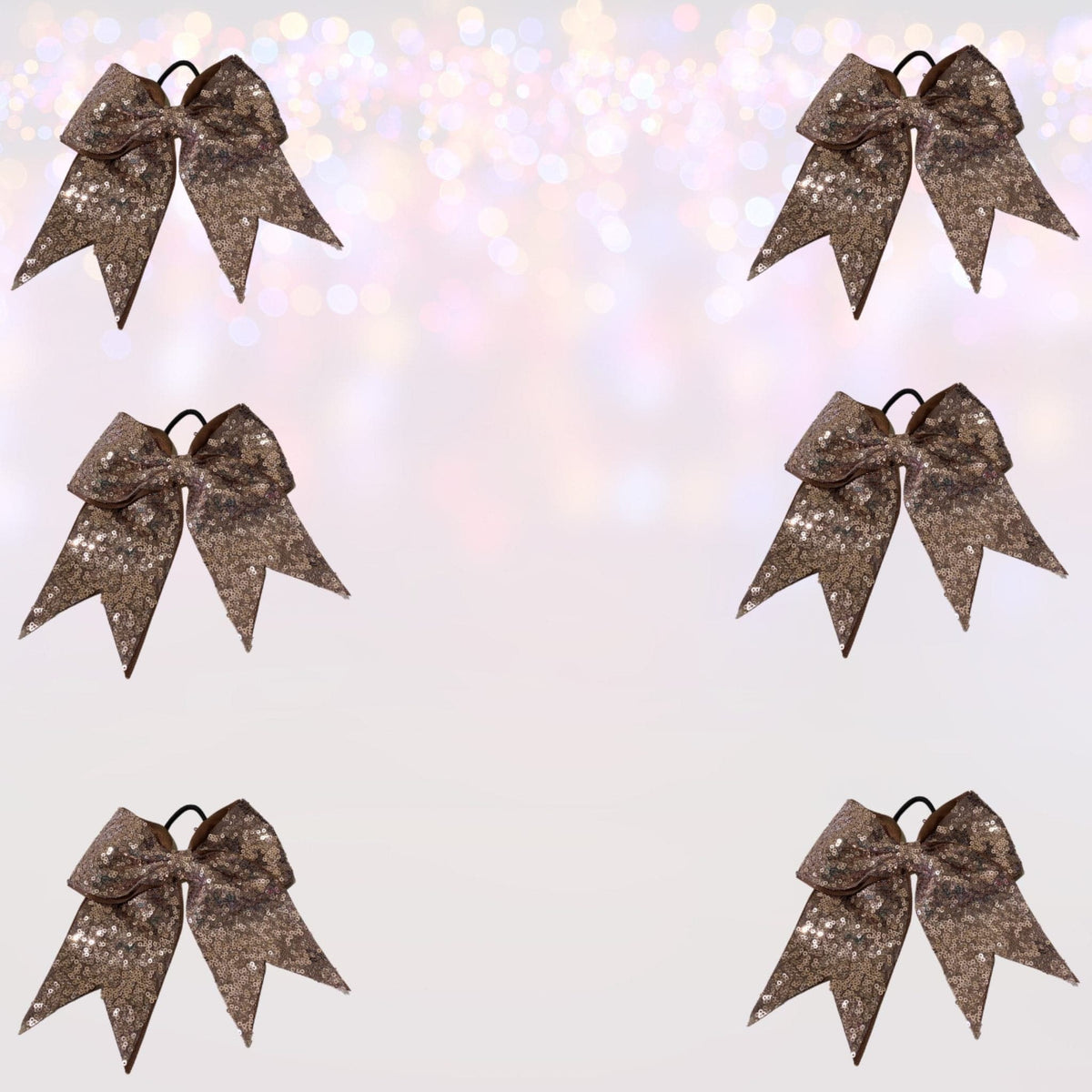Sequin Cheer Bow Bundle, Girls Sequin Cheerleader Bow Pony Bundle 6 pack