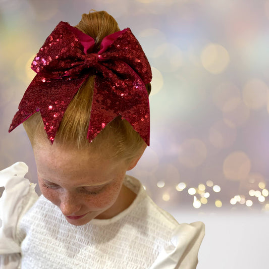 Sequin Cheer Bow Bundle, Girls Sequin Cheerleader Bow Pony Bundle 6 pack